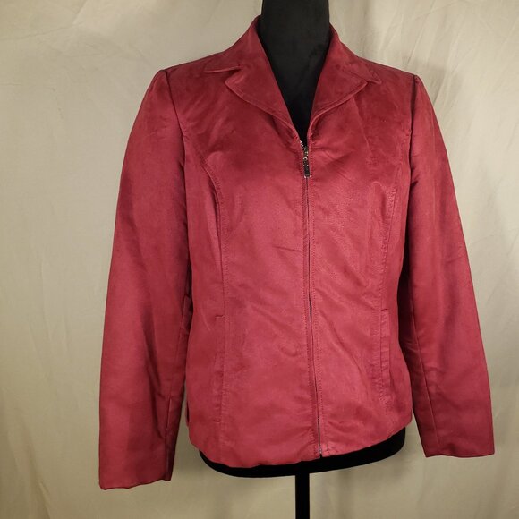 Women's Evan Picone Fuchsia/Raspberry Faux Suede Jacket - 8P - Picture 1 of 5